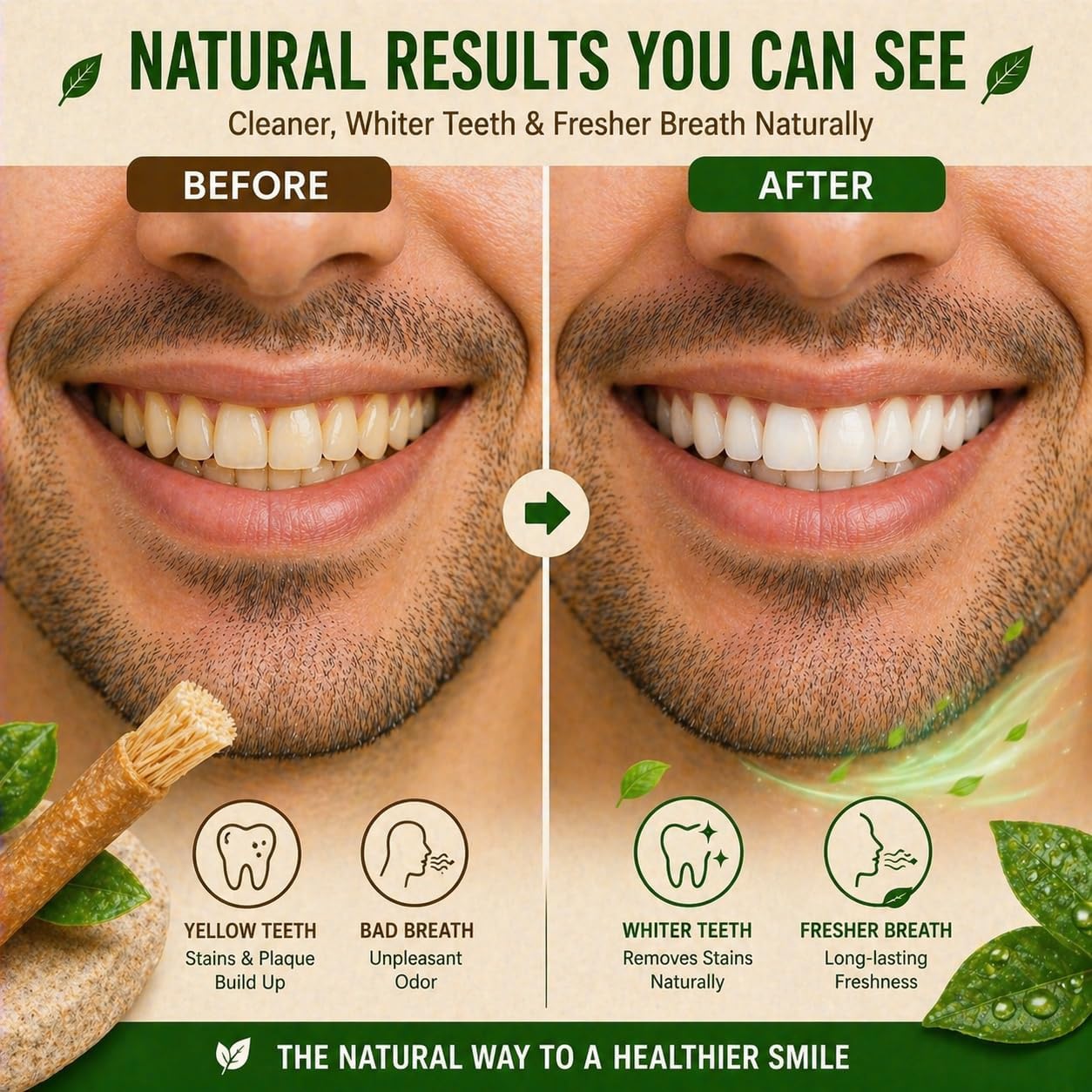 Miswak Sticks for Teeth, Natural Toothbrush, No Toothpaste Needed, Miswak Toothbrush Stick also known as Siwak Chew Sticks for Humans, Meswak, مسواك