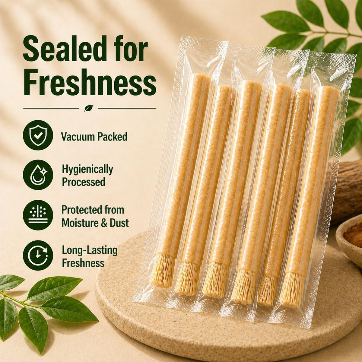Miswak Sticks for Teeth, Natural Toothbrush, No Toothpaste Needed, Miswak Toothbrush Stick also known as Siwak Chew Sticks for Humans, Meswak, مسواك