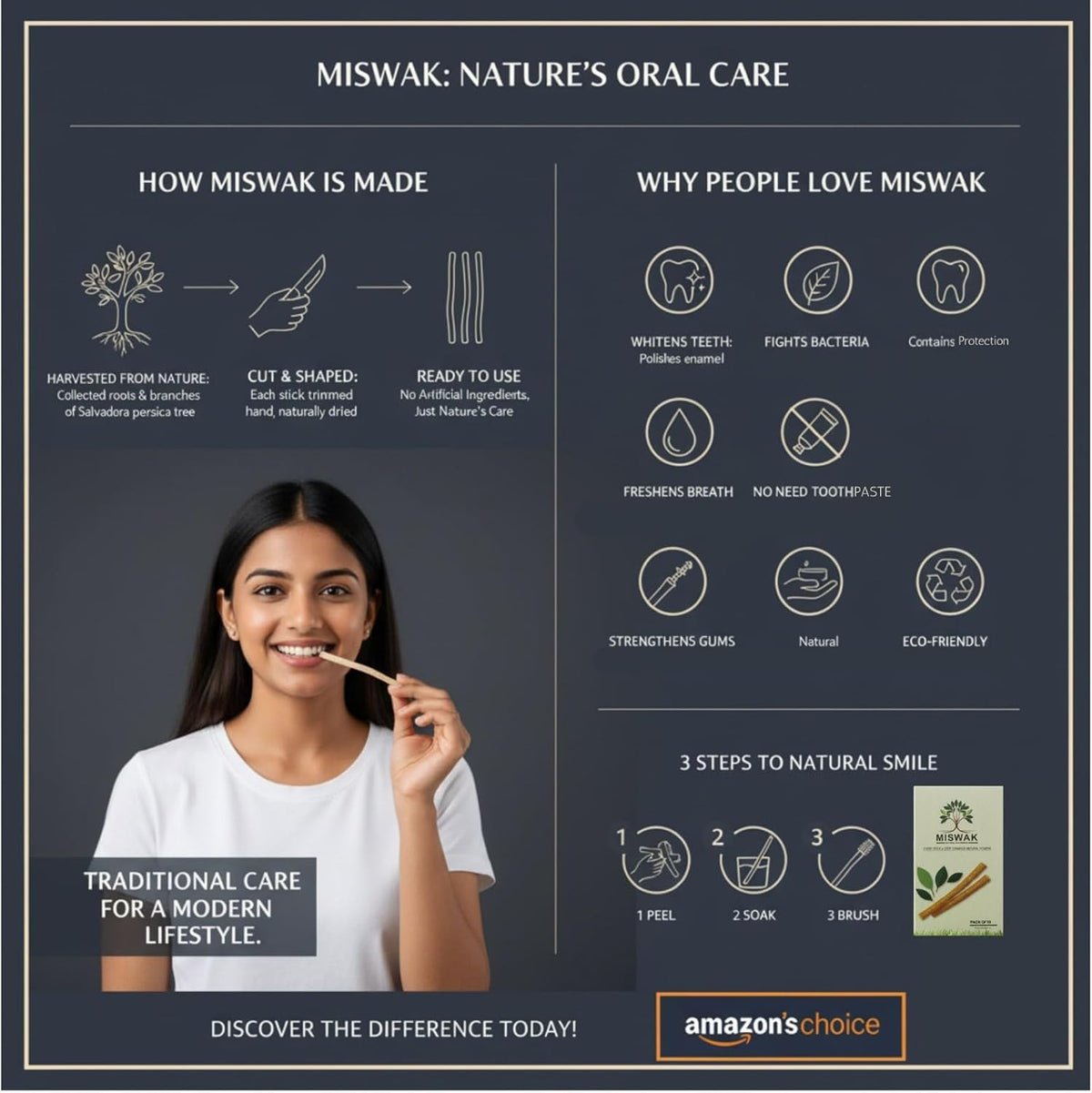 Sticks for Teeth (10-Pack) – Natural Fresh Siwak Sticks with Bamboo Holder, Travel-Friendly Organic Toothbrush Alternative for Teeth & Gums